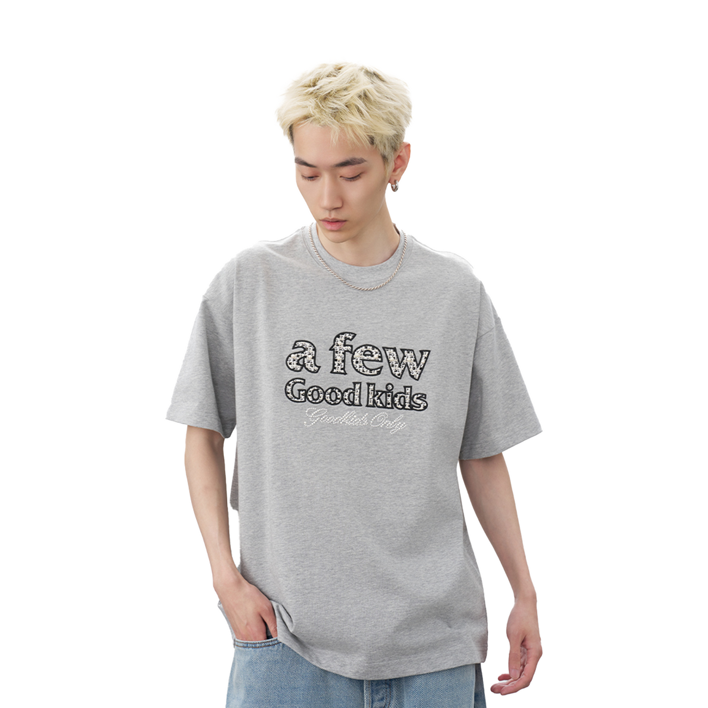 a few Good kids Chanel Style Pearl Short Sleeved Tee Grey (SS25)