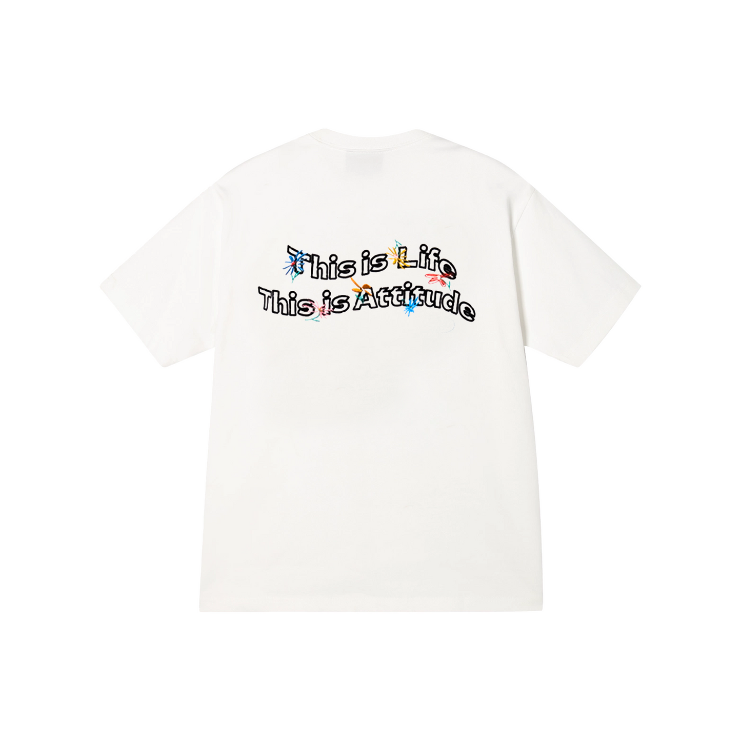 a few Good kids Hand Painted Floral Embroidery Short Sleeved Tee White (SS25)