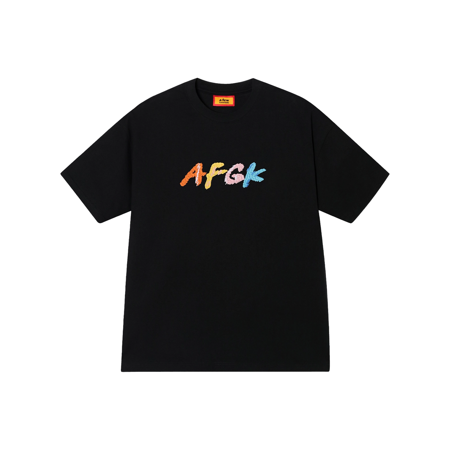 a few Good kids Hand Sewn Font Embroidered Short Sleeved Tee Black (SS25)