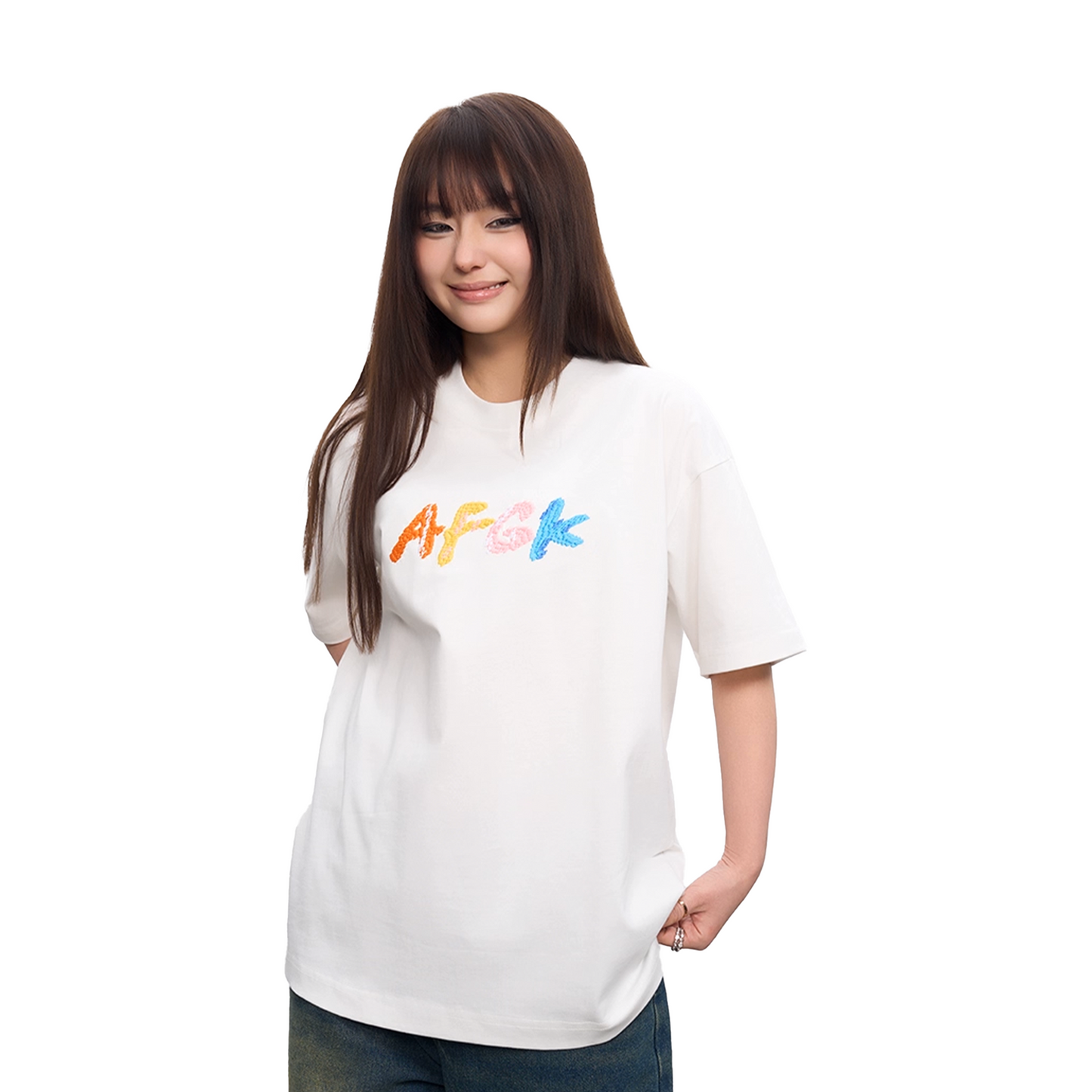 a few Good kids Hand Sewn Font Embroidered Short Sleeved Tee White (SS25)