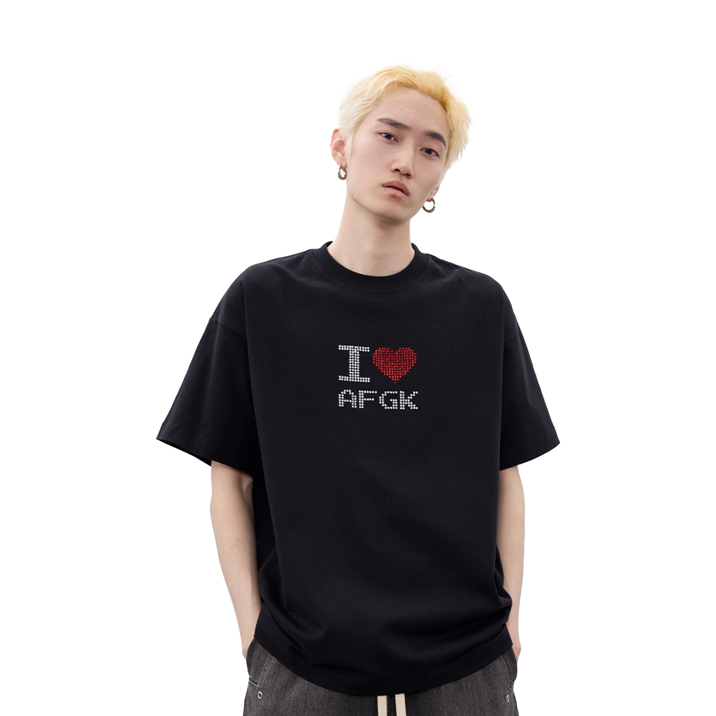 a few Good kids Heart Hot Diamond Short Sleeved Tee Black (SS25)