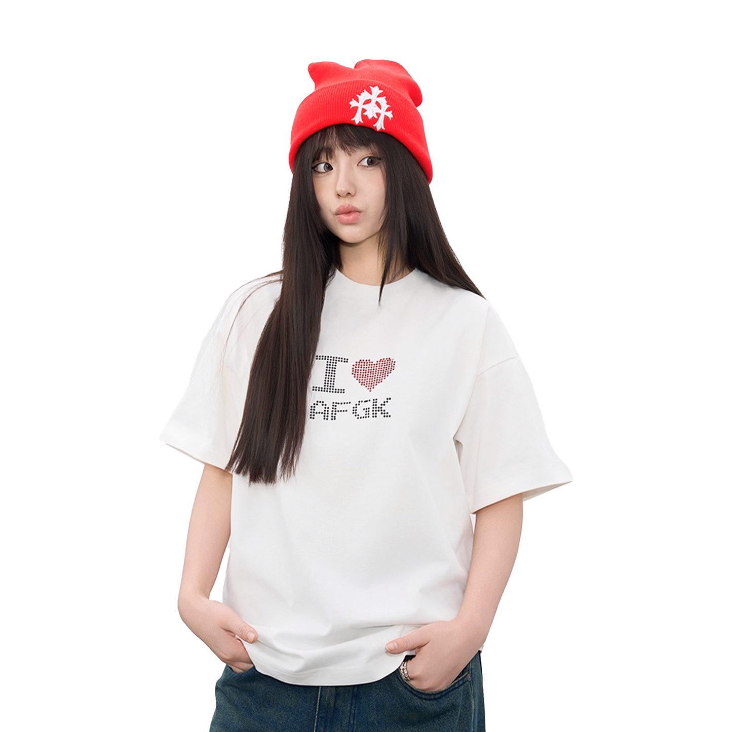 a few Good kids Heart Hot Diamond Short Sleeved Tee White (SS25)