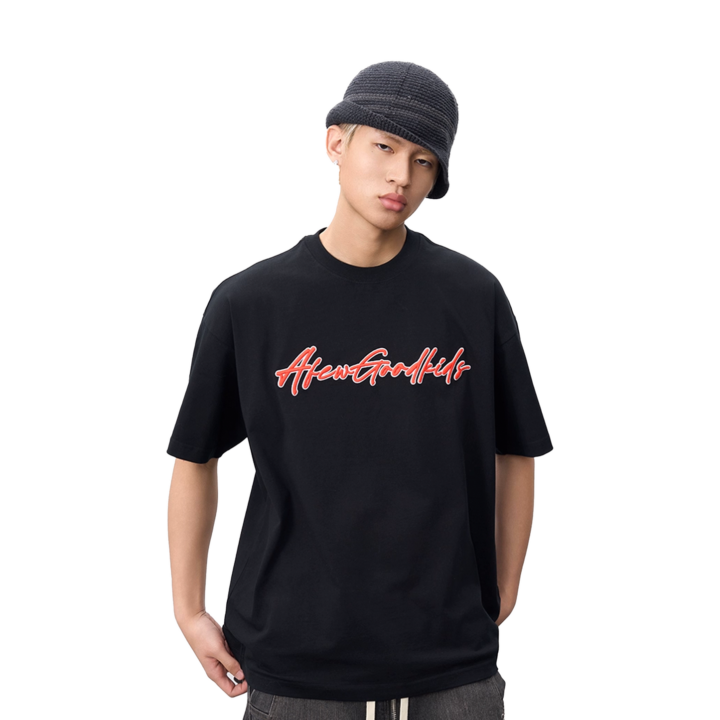 a few Good kids High Foam Embroidery Short Sleeved Tee Black (SS25)