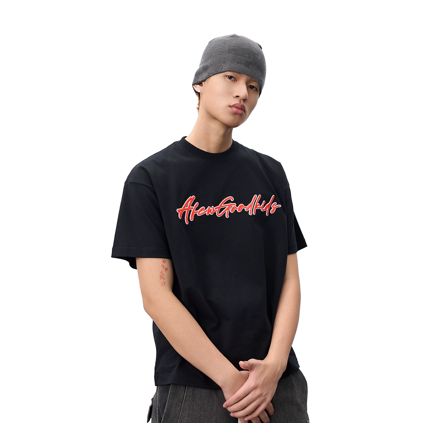 a few Good kids High Foam Embroidery Short Sleeved Tee Black (SS25)