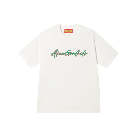 a few Good kids High Foam Embroidery Short Sleeved Tee White (SS25)