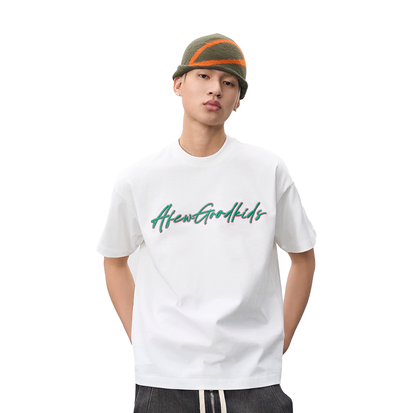a few Good kids High Foam Embroidery Short Sleeved Tee White (SS25)