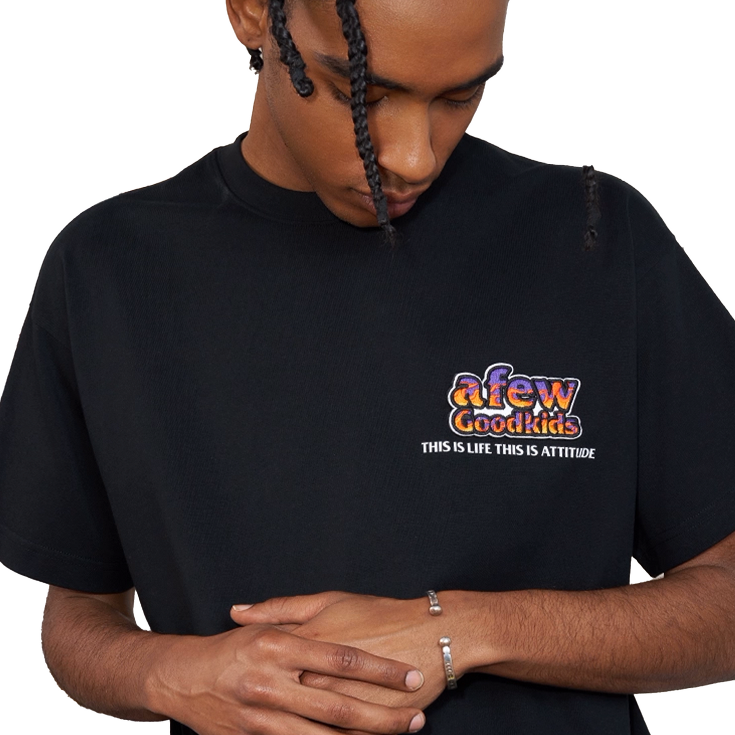 a few Good kids Neon Velcro Short Sleeved Tee Black (SS25)