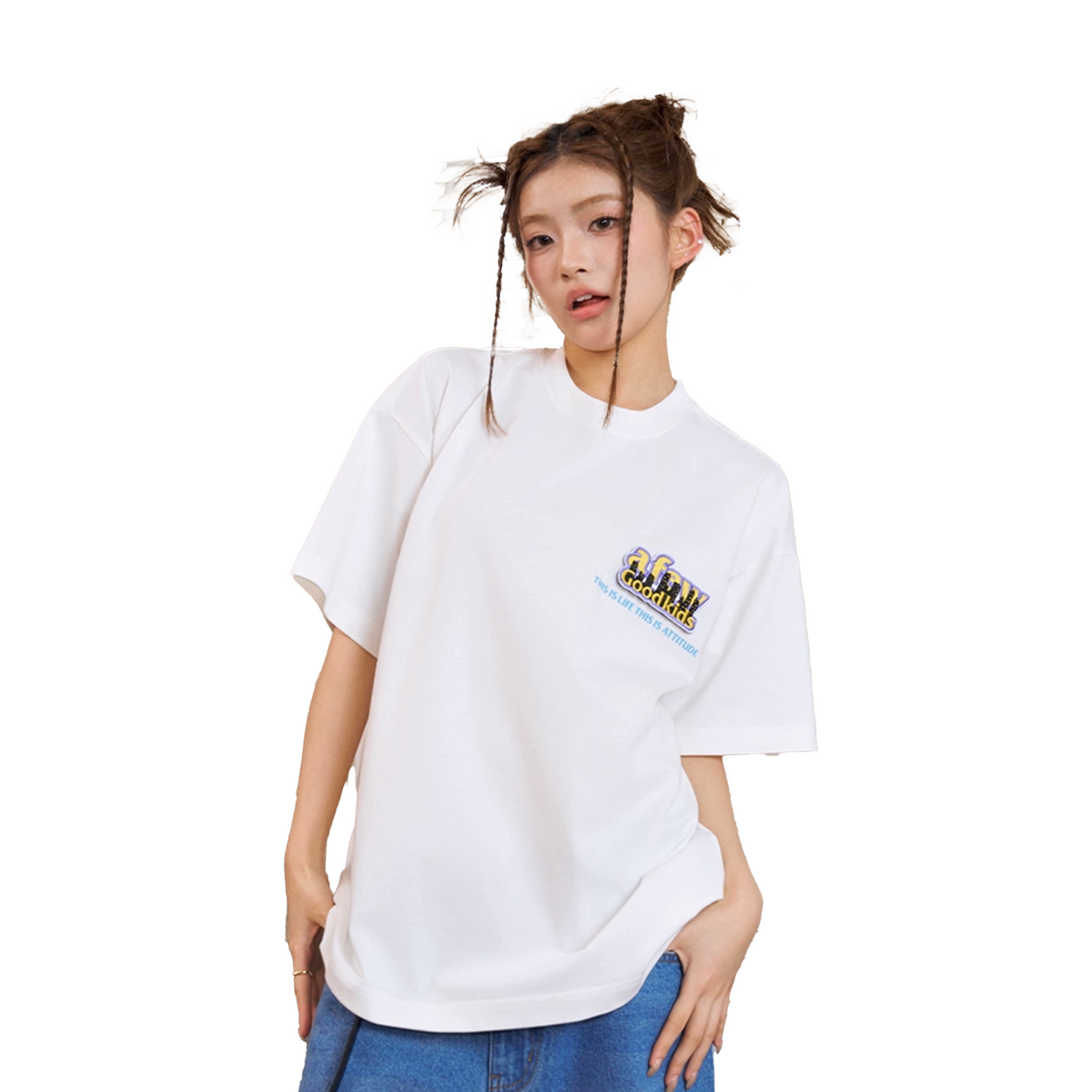a few Good kids Neon Velcro Short Sleeved Tee White (SS25)