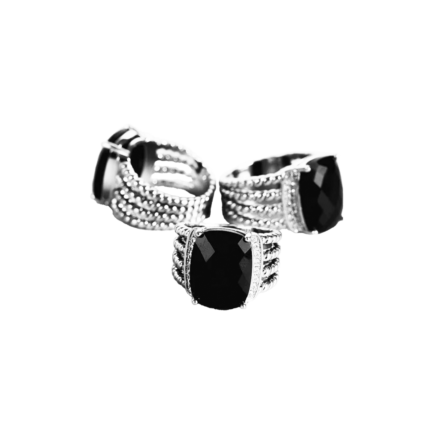 EK Collection Obsidian Ring Men Silver/Black (SS25)