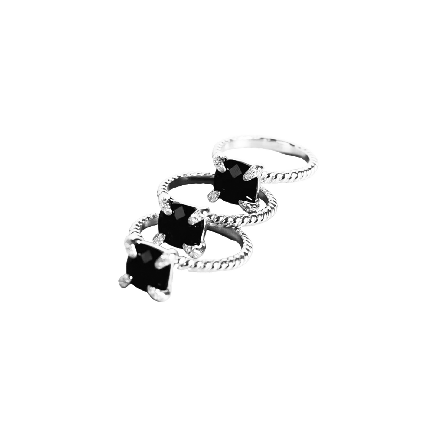 EK Collection Obsidian Ring Women Silver/Black (SS25)