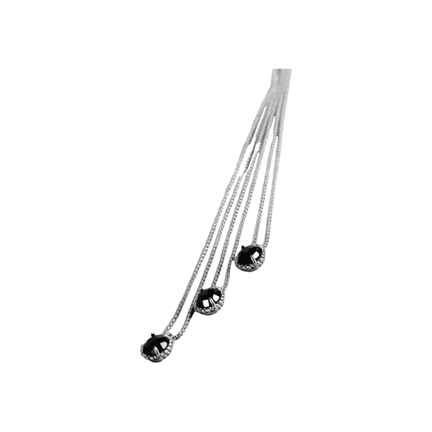 EK Collection Obsidian Single Necklace Black/Silver (SS25)