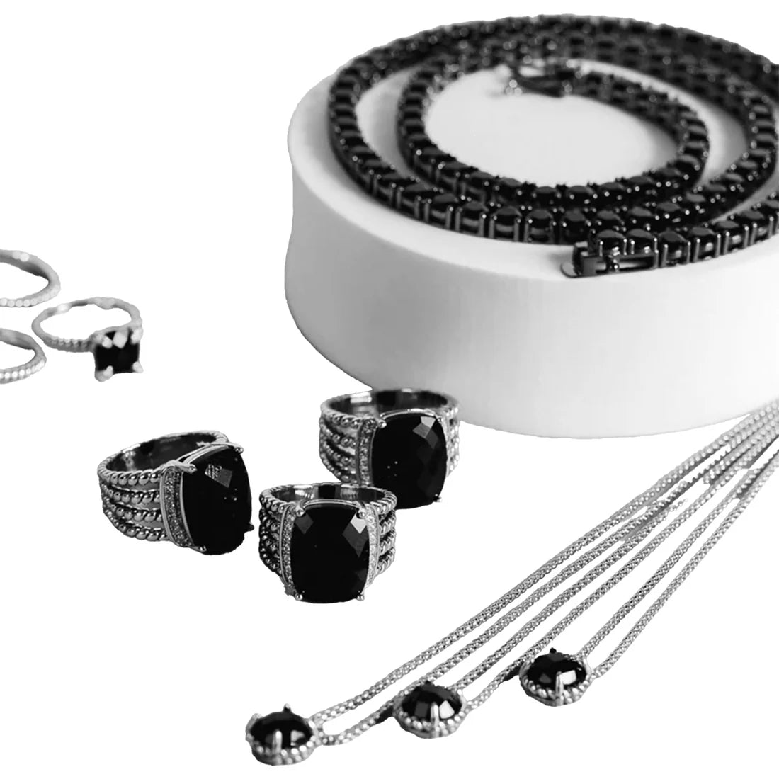 EK Collection Obsidian Ring Men Silver/Black (SS25)