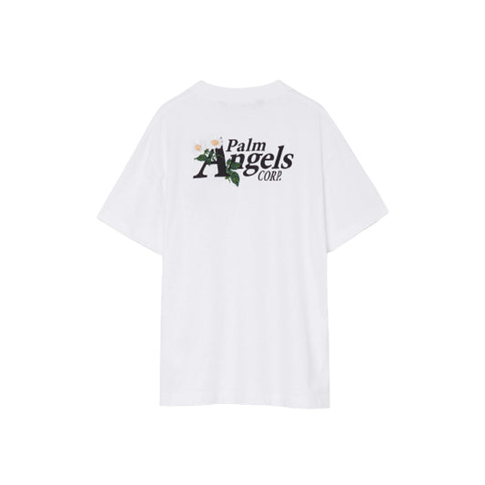 Palm Angels Daisy Logo Crew Neck Tee White