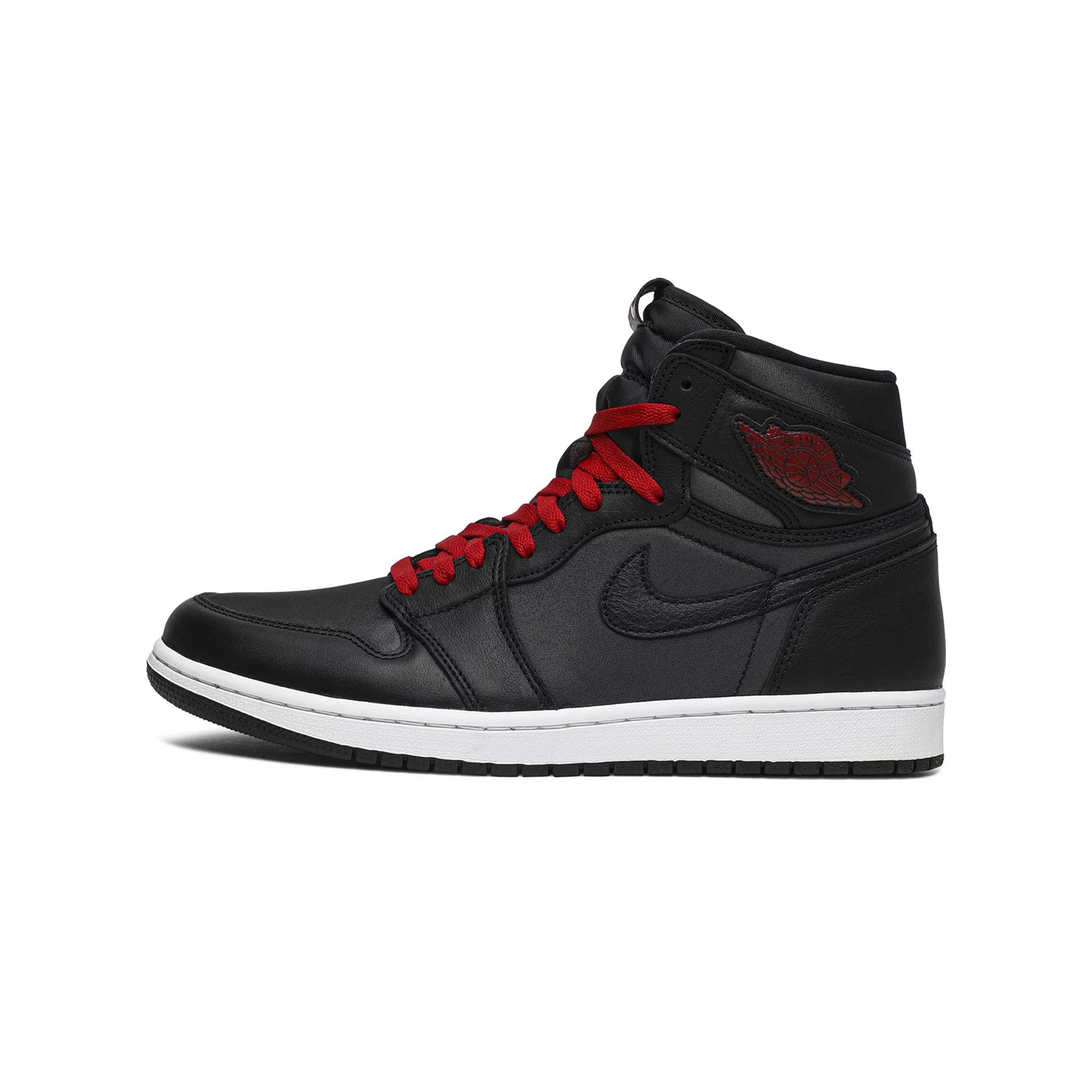 Jordan 1 Retro High Black Satin Gym Red STEALPLUG KL