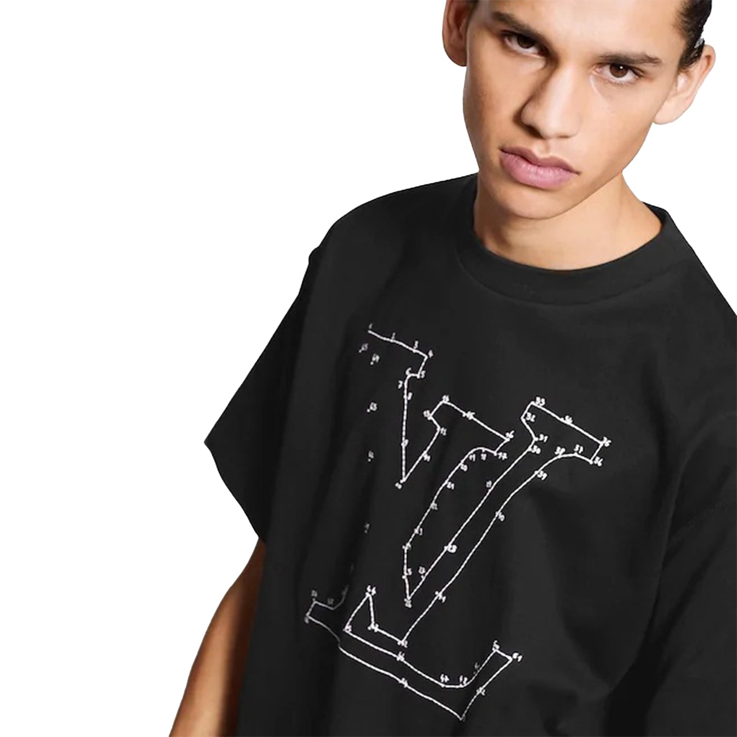 LOUIS VUITTON LV Stitch Print and Embroidered Tee Black
