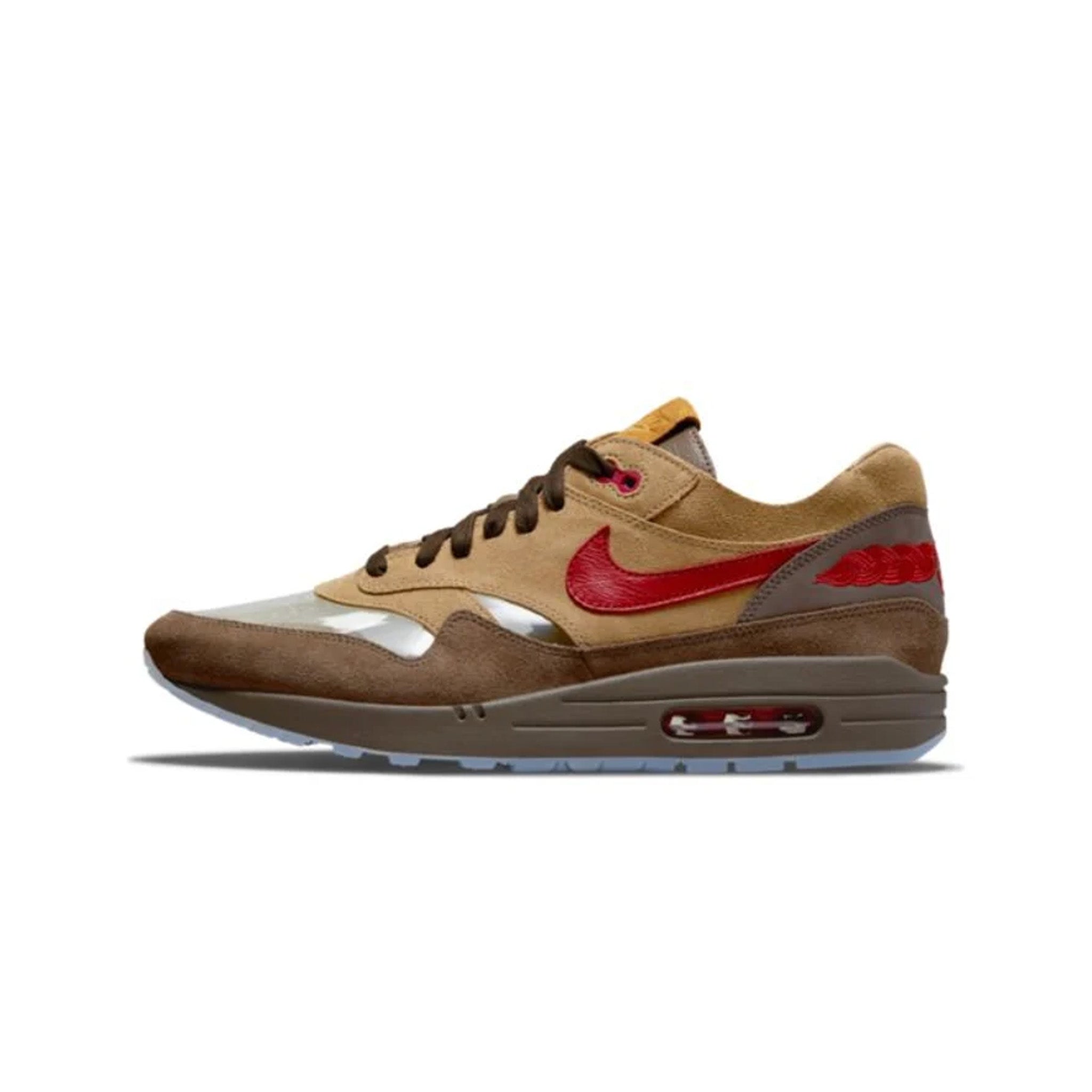 NIKE Air Max 1 Clot Kiss of Death Rocky Tan/Sport Red Men's Size 9.5