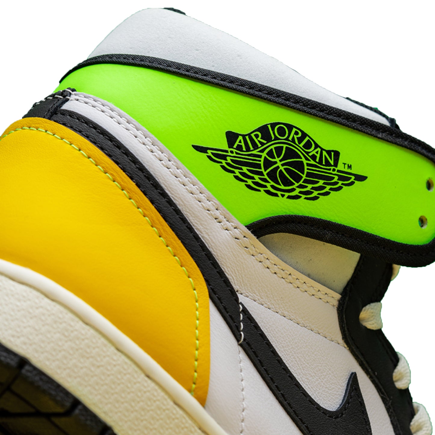 Jordan 1 Retro High White Black Volt University Gold
