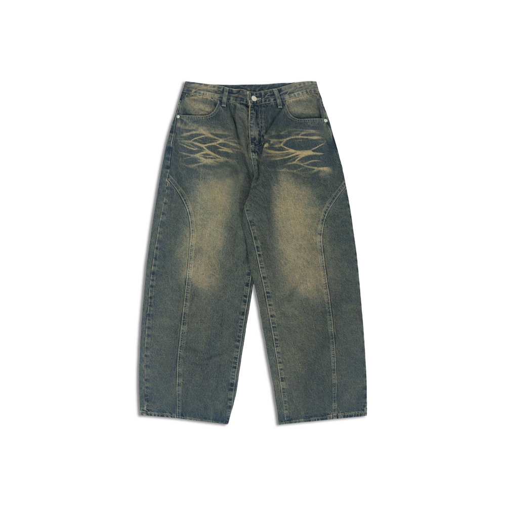 RAW/21 Seluar Jeans Potongan Lurus Lebar Biru Vintage (SS26)