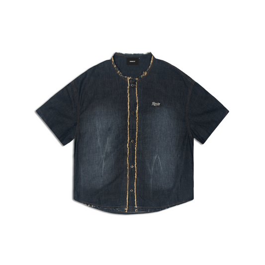 RAW/21 Alloy Baju Kolar Bulat Lengan Pendek Biru (SS26)