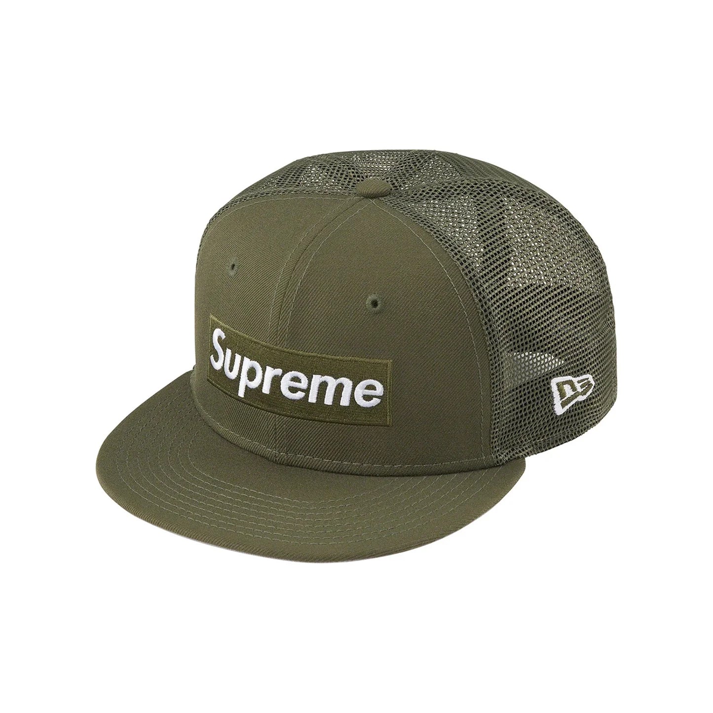 Supreme Box Logo Mesh Back New Era Cap Olive – STEALPLUG KL