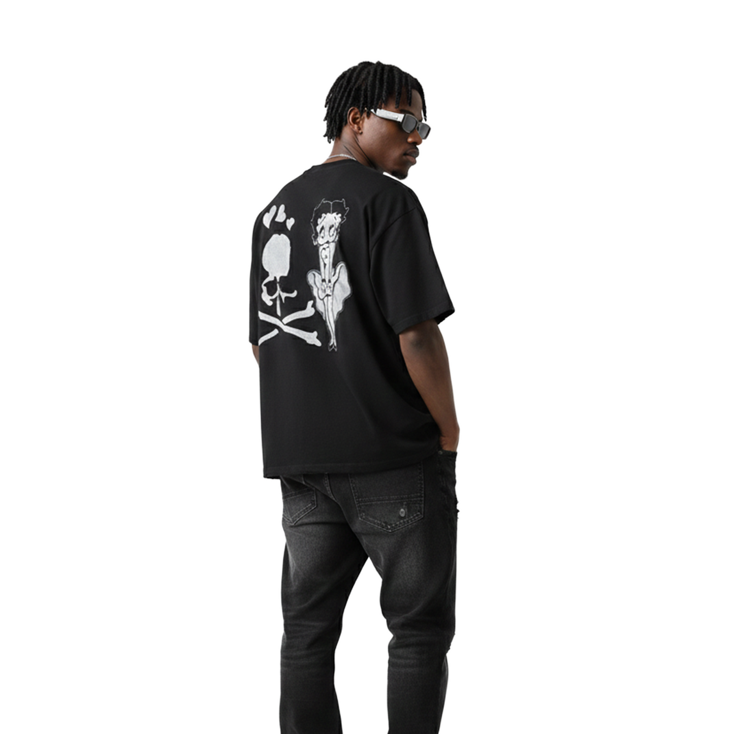 MASTERMIND WORLD x Betty Boop Damaged Monochrome Boxy S/S Tee Black (FW25)