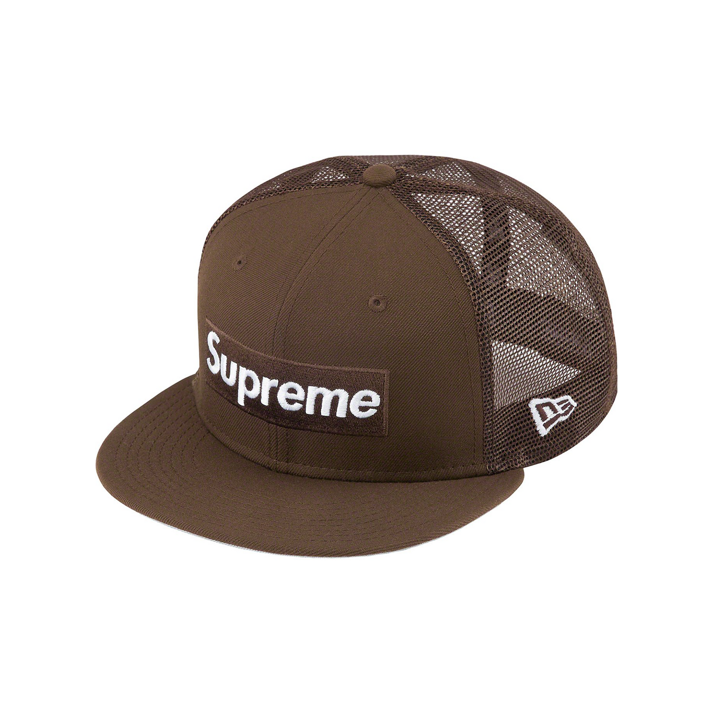 Supreme Box Logo Mesh Back New Era Cap Brown