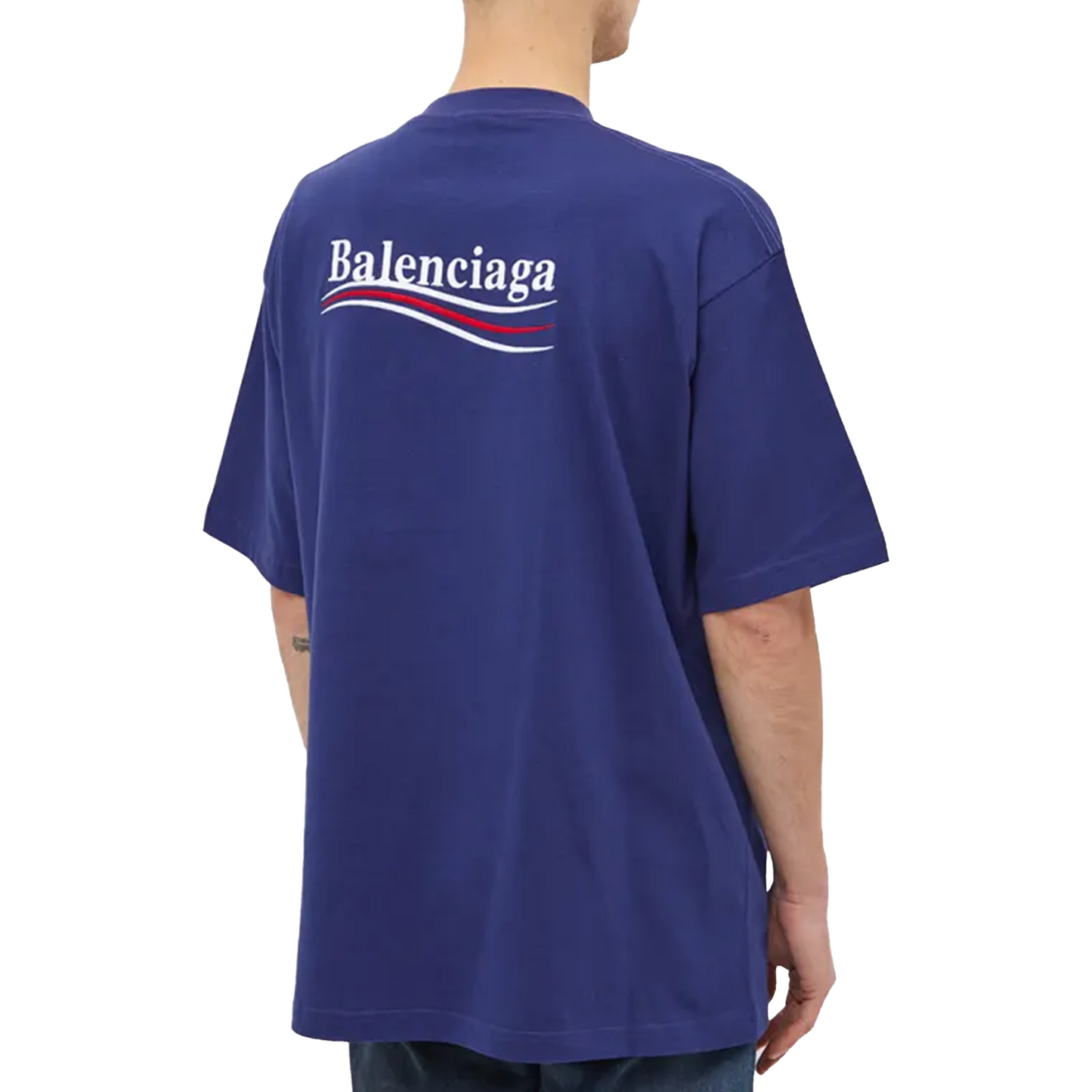 Balenciaga Political Campaign Logo Tee Pacific Blue