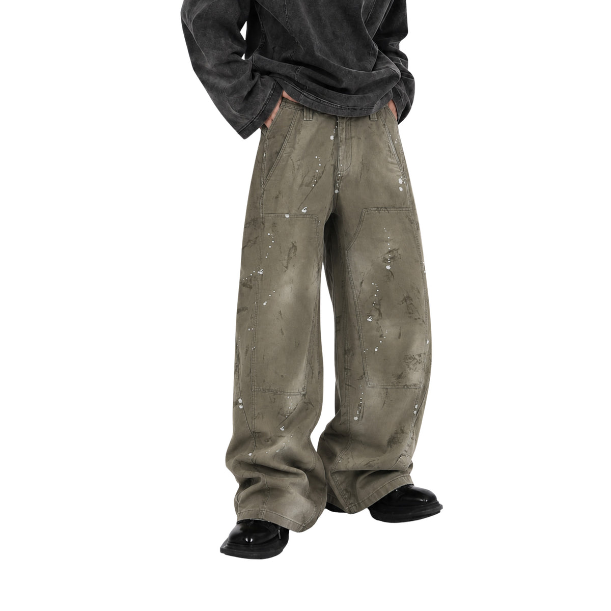 RAW/21 Paint Spatter Double Knee Jeans Light Olive (SS26)