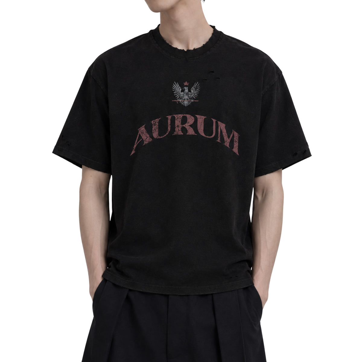 RAW/21 Crestline Oversized Tee Washed Black/Red (SS26)