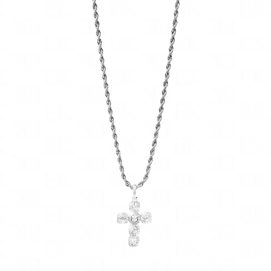 EK Collection Iced Out Cross Necklace Silver
