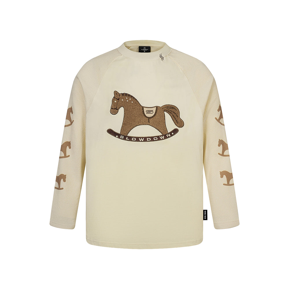 SLOWDOWN Gentle Pony Long Sleeved Tee Cream (SS26)