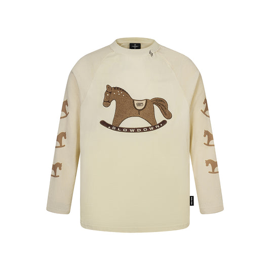 SLOWDOWN Gentle Pony Long Sleeved Tee Cream (SS26)