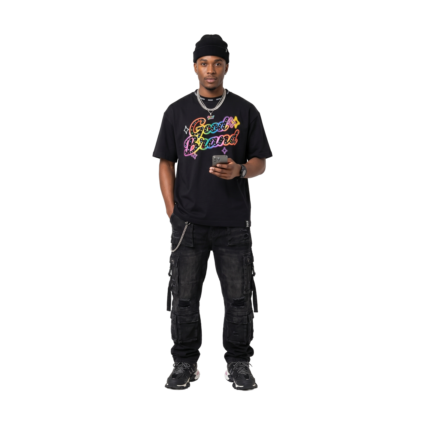 GOODBRAND Colourful Slogan Hot Stamping Tee Black (SS26)