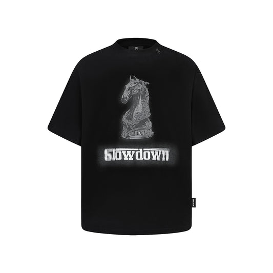 SLOWDOWN Faded Slurry Stone Tee Black (SS26)