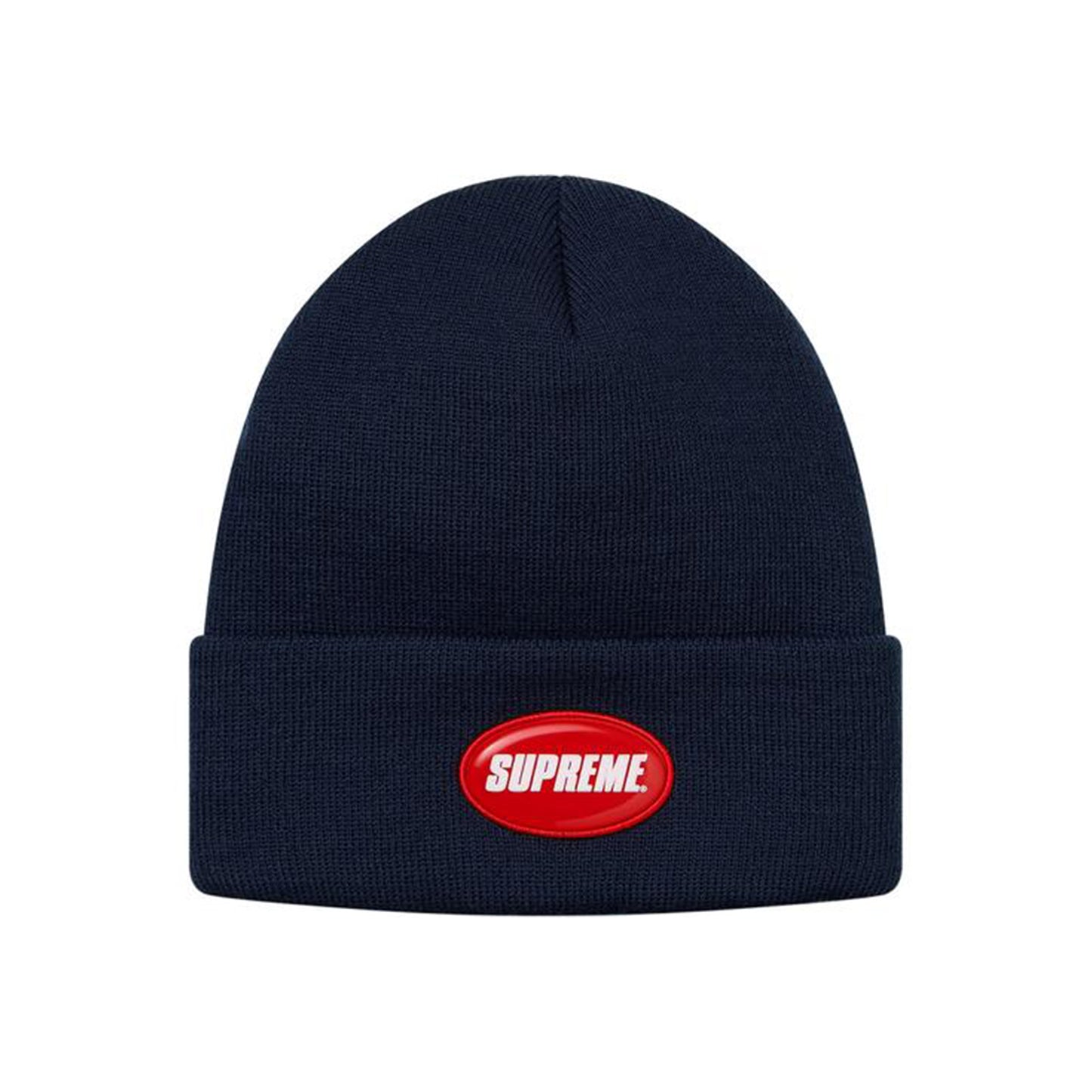 Supreme Rubber Patch Beanie Navy (SS18)