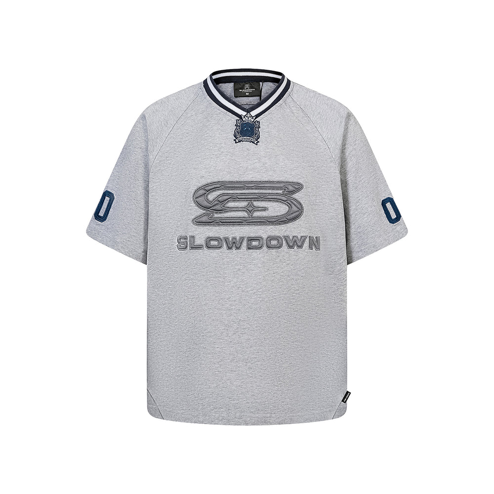 SLOWDOWN Time Out SD Quilted V-Neck Jersey Light Grey (SS26)