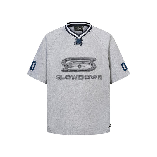 SLOWDOWN Time Out SD Quilted V-Neck Jersey Light Grey (SS26)