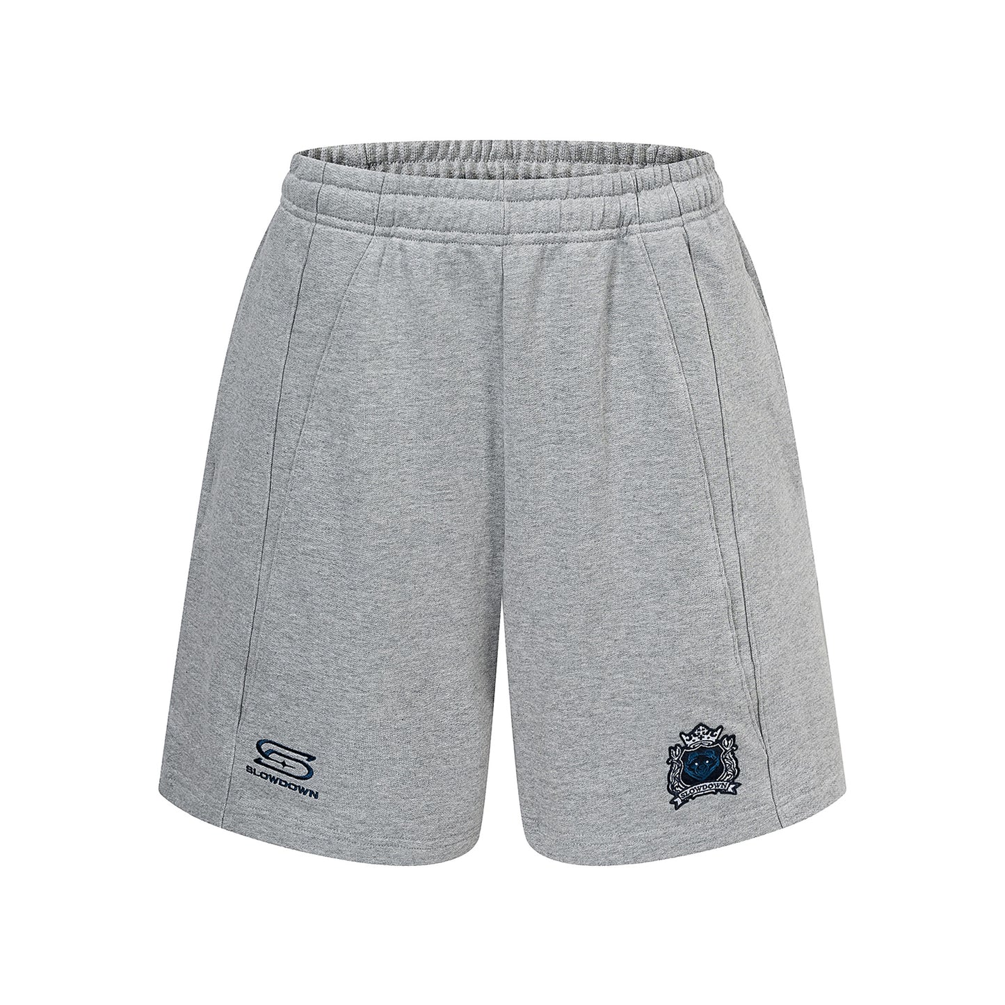 SLOWDOWN Time Out SD Logo Embroidery Sweatshort Light Grey (SS26)