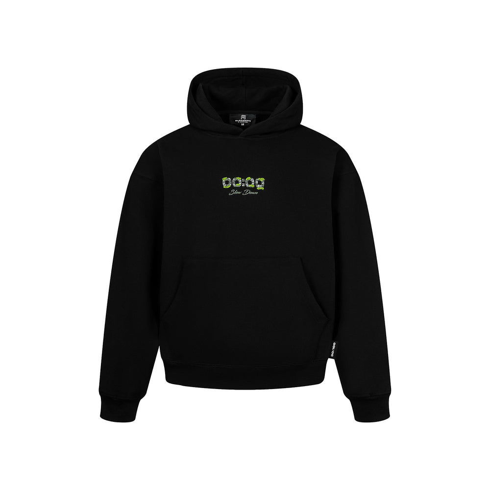 SLOWDOWN Light Moss Hoodie Hitam (SS26) - Edisi Istimewa