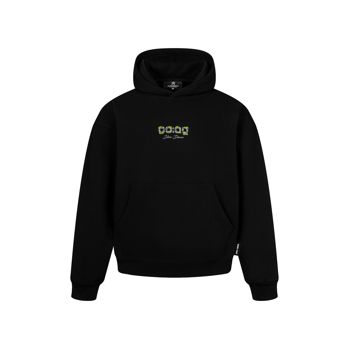 SLOWDOWN Light Moss Hoodie Hitam (SS26) - Edisi Istimewa