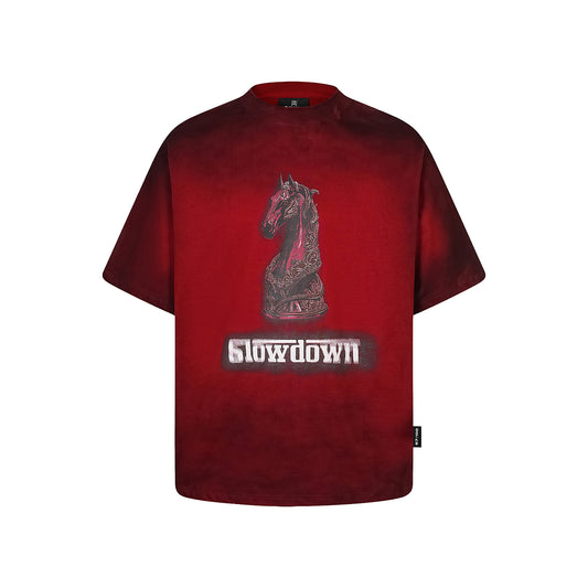 SLOWDOWN Faded Slurry Stone Tee Red (SS26)