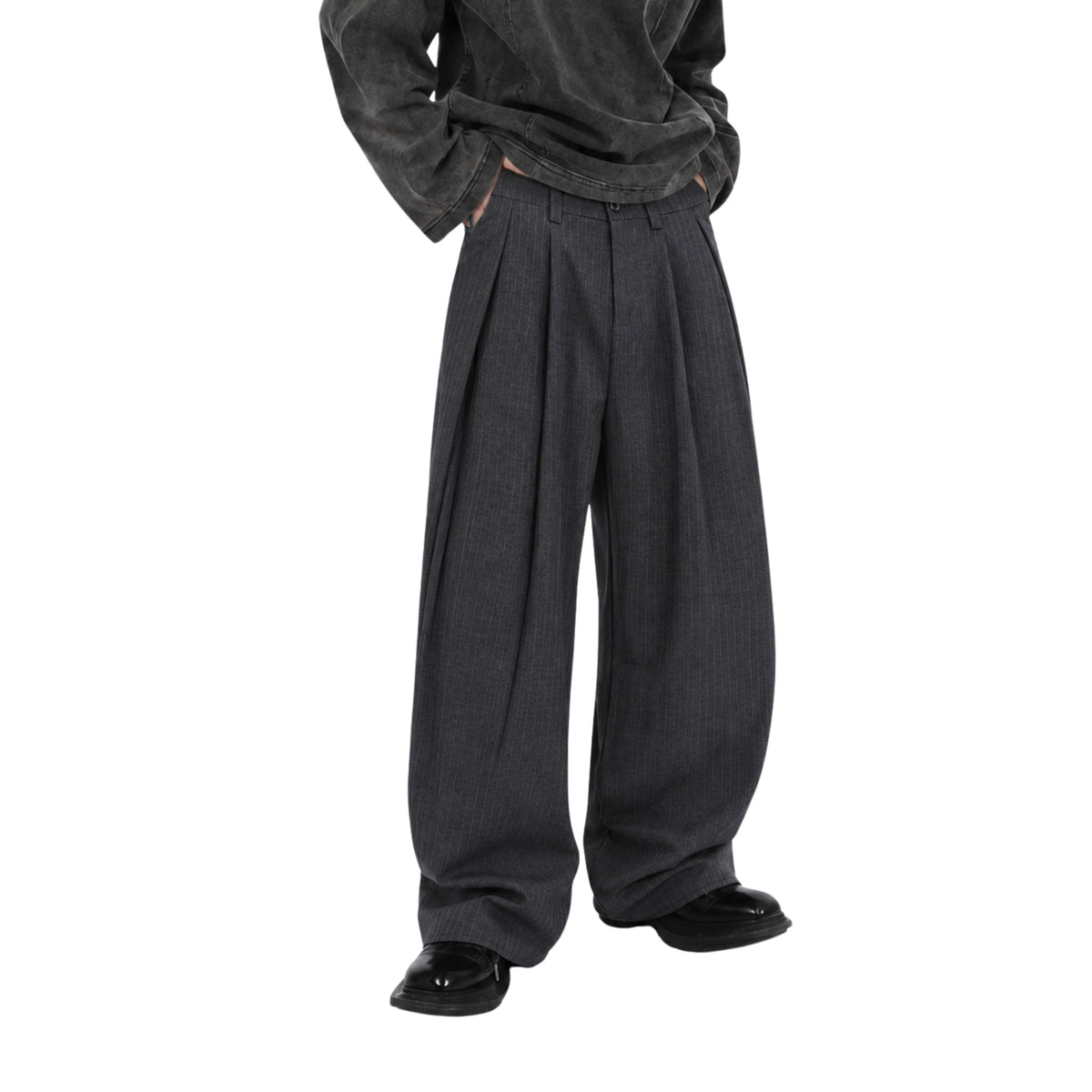 RAW/21 Wide Pinstripe Trousers Grey (SS26)