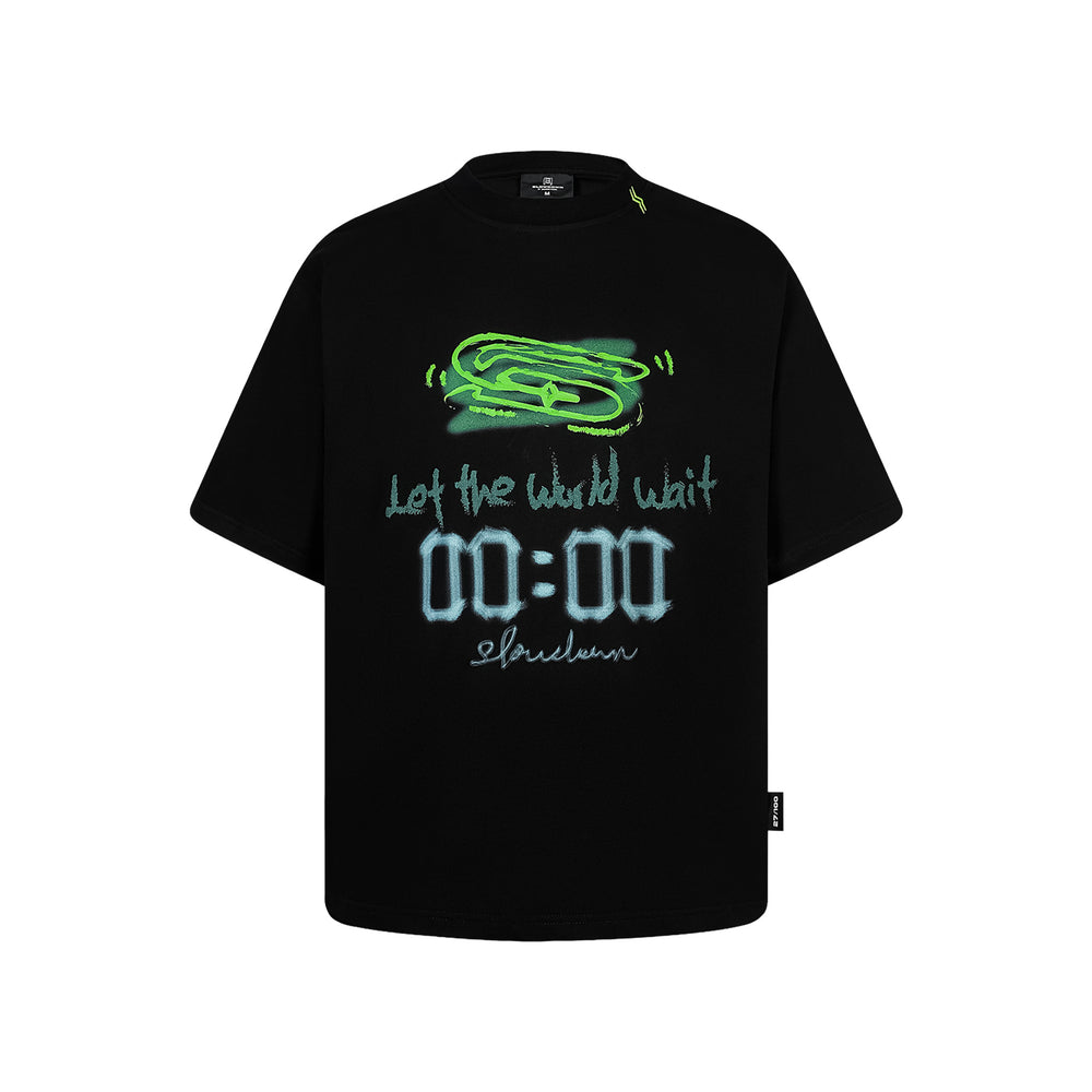 SLOWDOWN Hand Drawn Reset Tee Hitam (SS26)