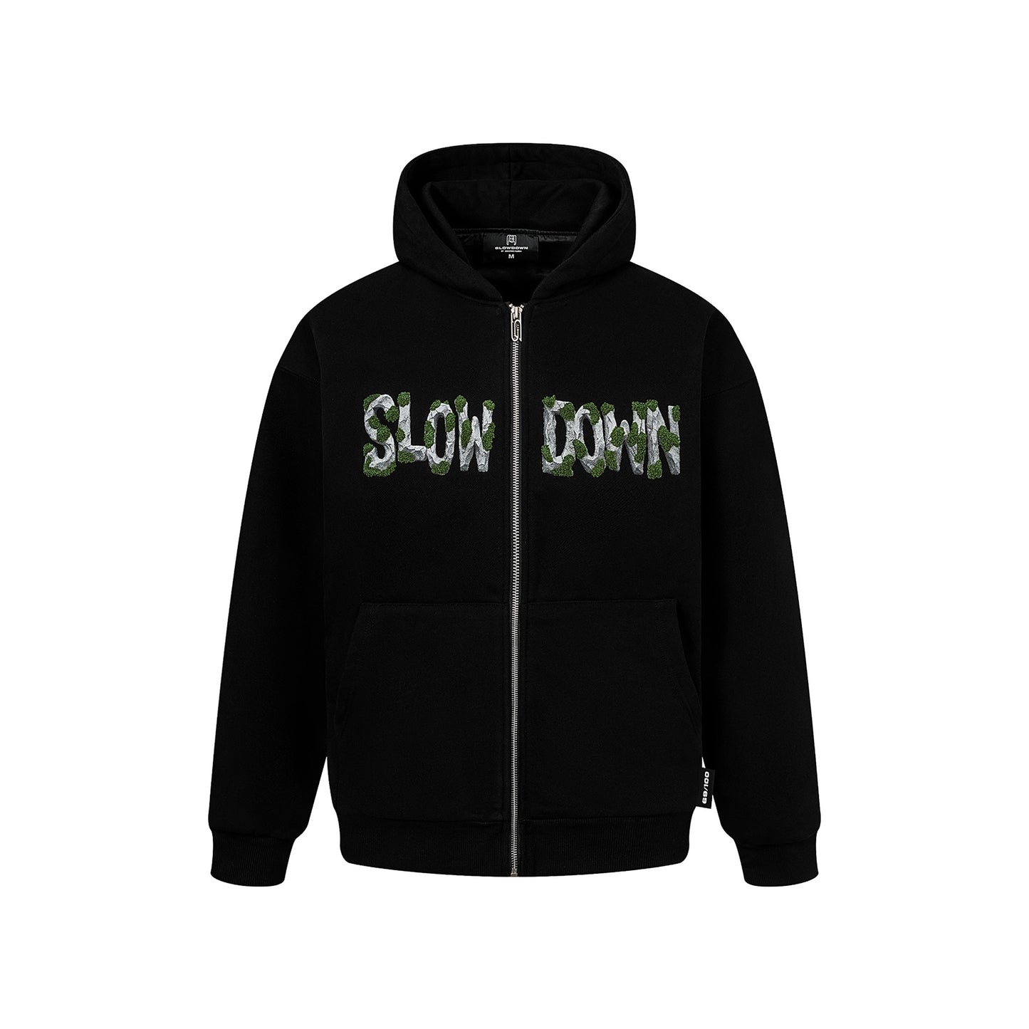 SLOWDOWN Moss Zip Up Hoodie Black (SS26) - Secret Edition