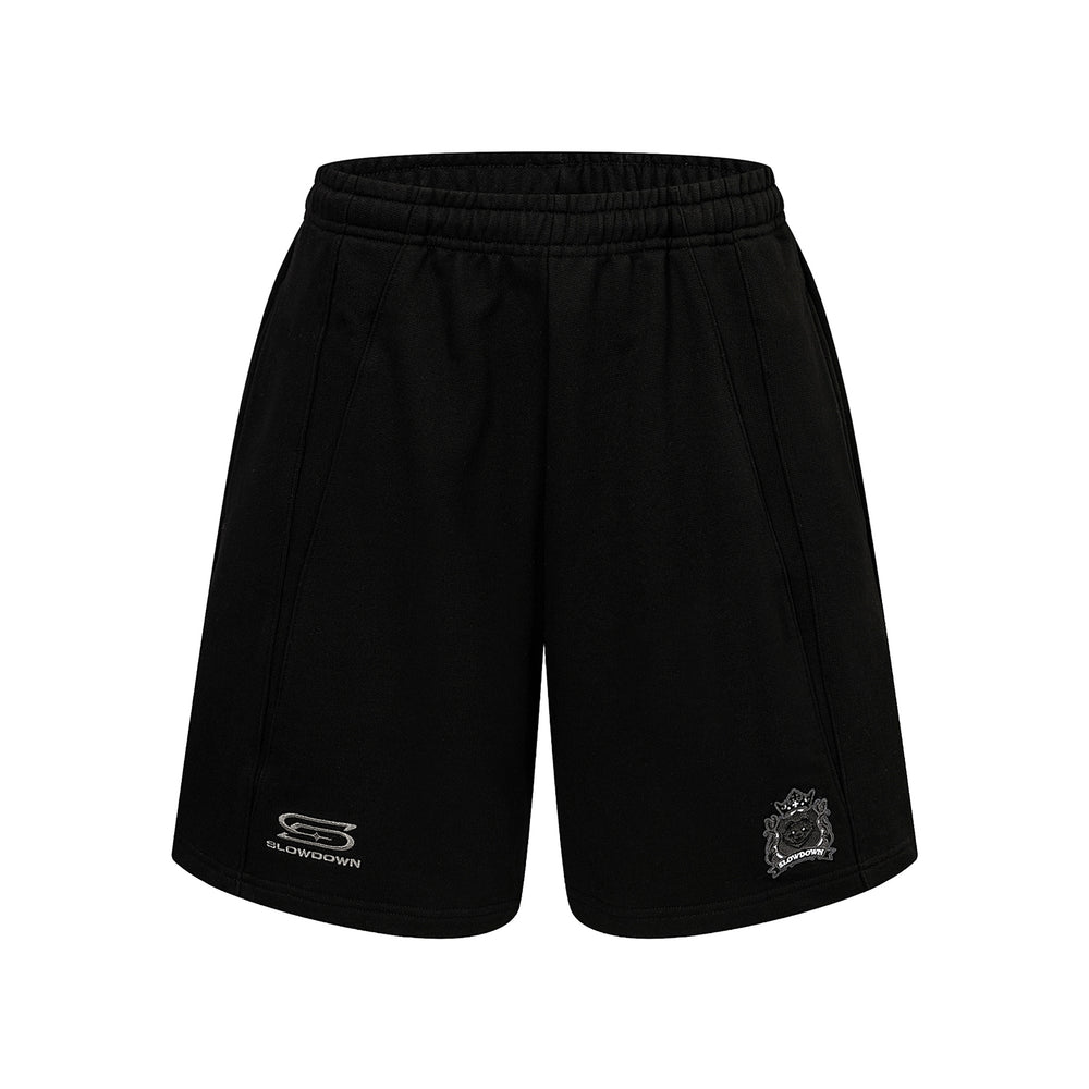SLOWDOWN Time Out SD Logo Embroidery Sweatshort Black (SS26)