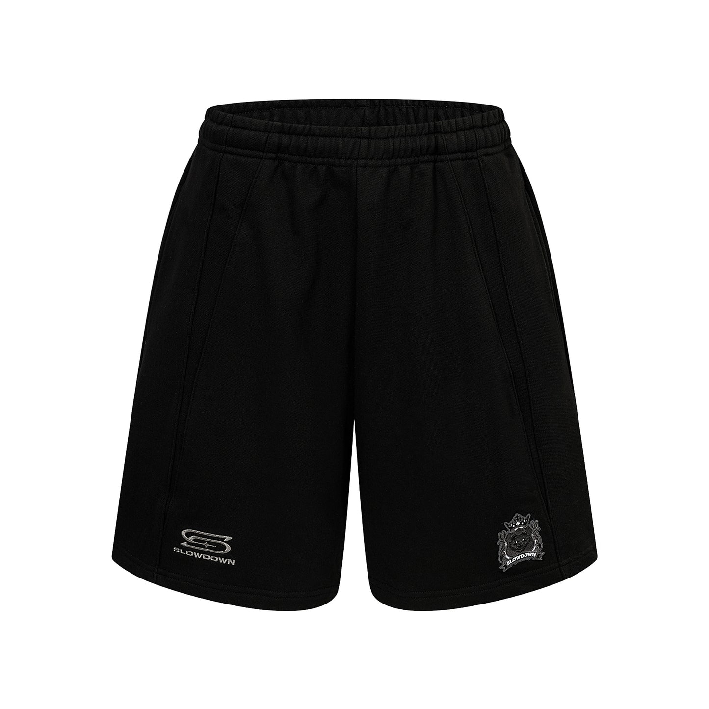 SLOWDOWN Time Out SD Logo Embroidery Sweatshort Black (SS26)