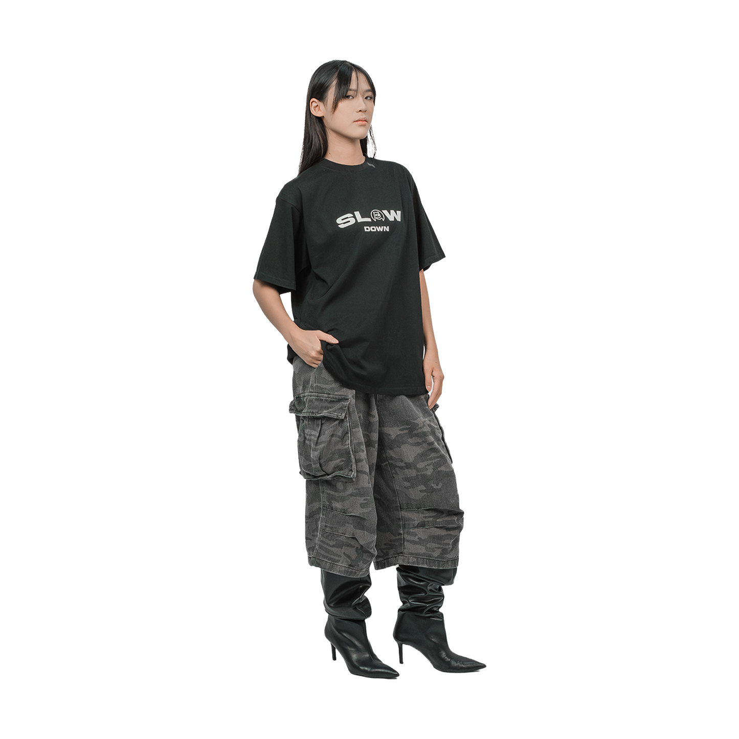 SLOWDOWN by AMAZ!NG PANDA Tee Black (FW25) - Signature Edition