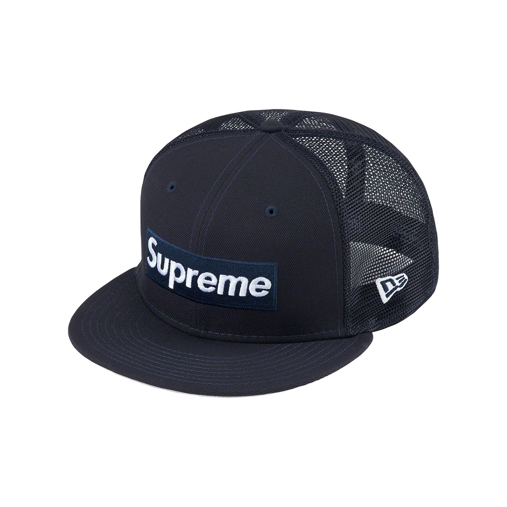 Supreme Box Logo Mesh Back New Era Cap Navy – STEALPLUG KL