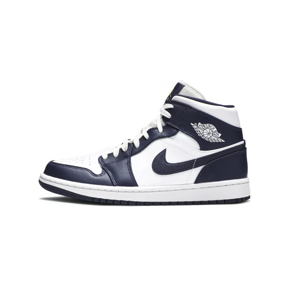 Jordan 1 Mid White Metallic Gold Obsidian