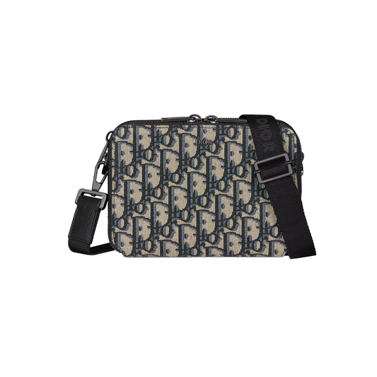 DIOR Zipped Pouch with Strap Beige and Black Dior Oblique Jacquard (SS24)